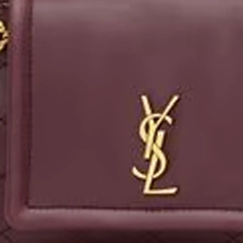 SAINT LAURENT Lambskin Crossbody Bag Mini Women's Mulled Wine Color-5