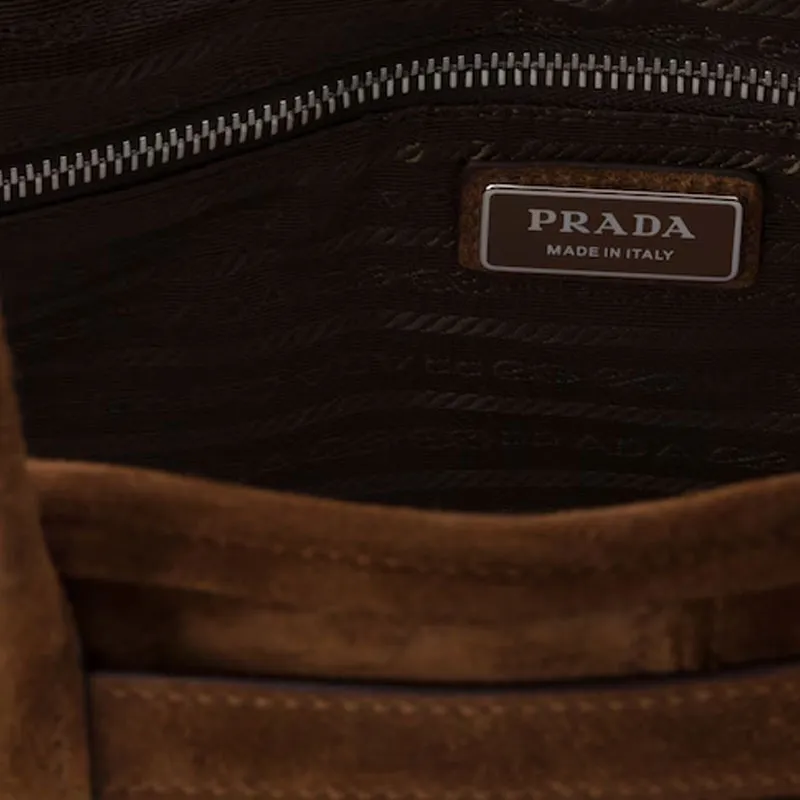 PRADA Leather Tote Bag, Shopping Bag, Handbag Women's Brown-3
