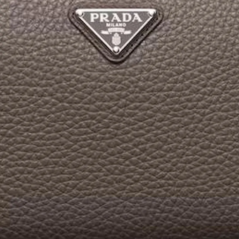 PRADA Leather Wallet Women's Gray Brown-4