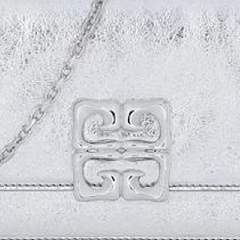 GIVENCHY Calfskin Shoulder Bag Women's Silver-4