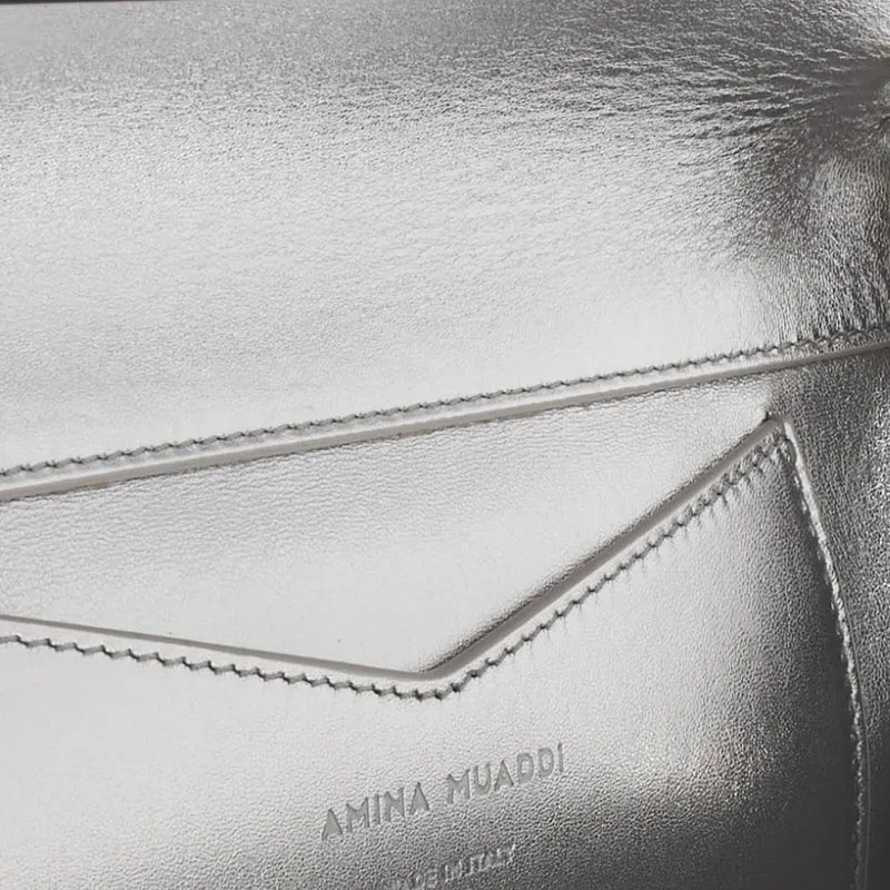 AMINA MUADDI Calfskin Shoulder Bag Women's Silver-3