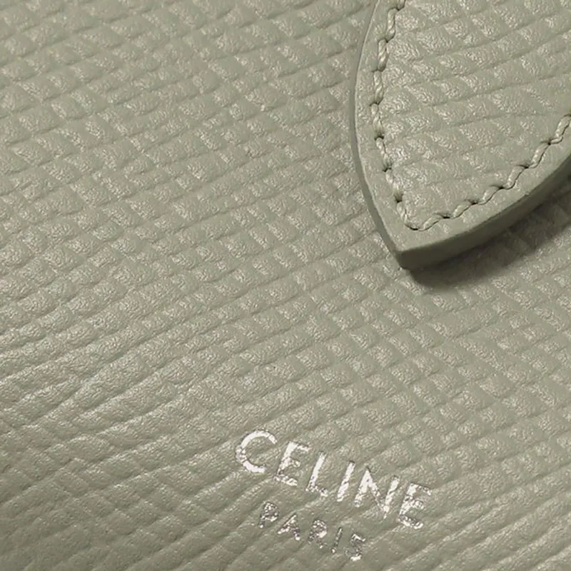 CELINE Leather Wallet Women's Green Clay-5