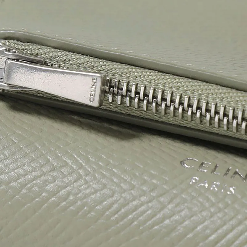 CELINE Leather Wallet Women's Green Clay-4