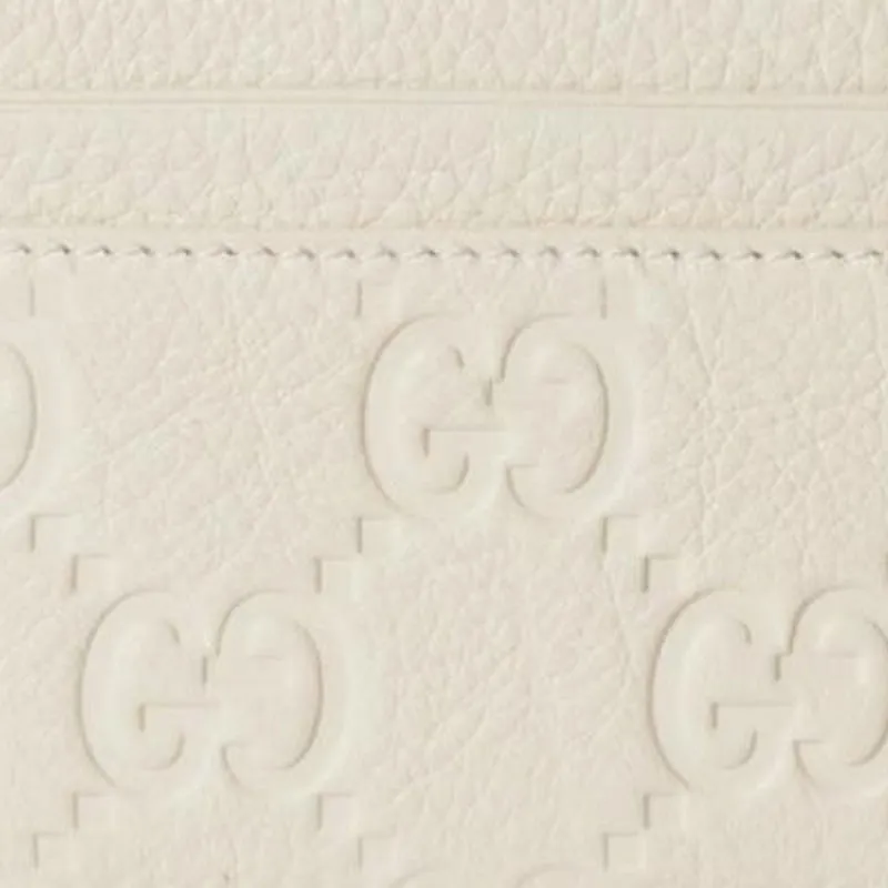 GUCCI Leather Card Holder Unisex Ivory-4
