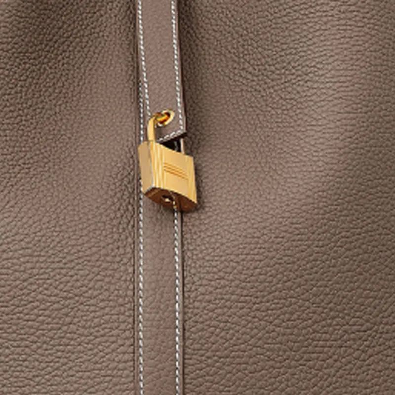 HERMES Picotin Lock Leather Basket Bag Handbag Bucket Bag 26 Unisex 18 Etoupe Elephant Gray-2