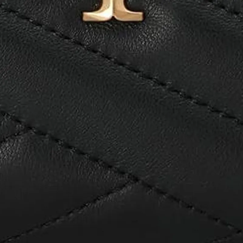 TORY BURCH Leather Sheepskin Wallet Women's Black-4
