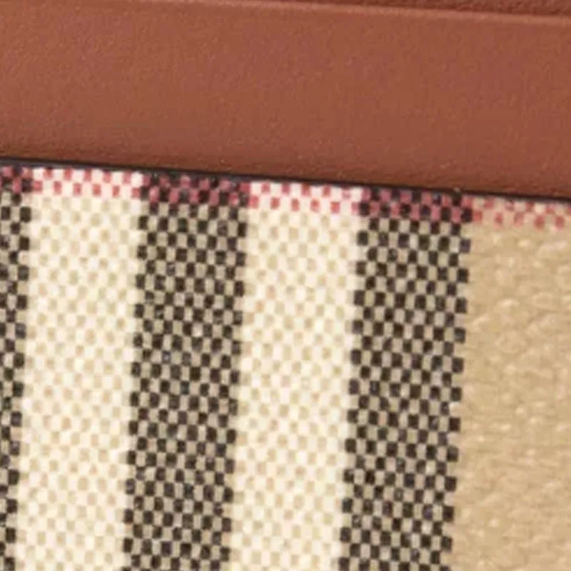 Burberry PU Polyurethane Card Holder Women's Brown-4