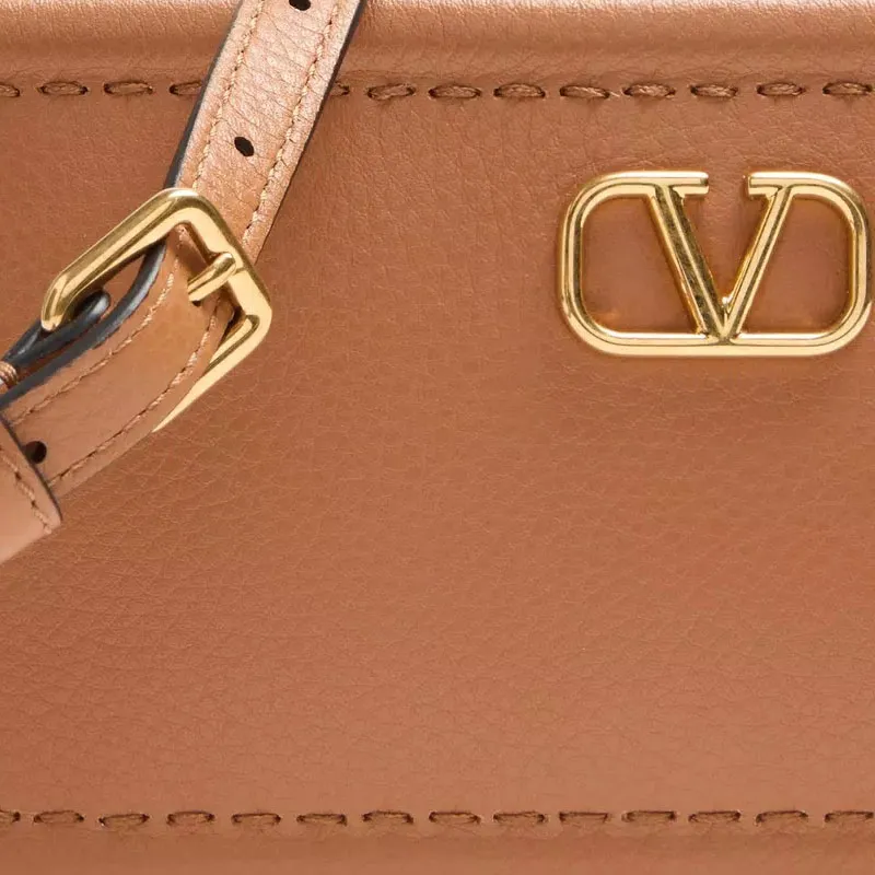 Valentino Calfskin Shoulder Bag Mini Women's Almond-5