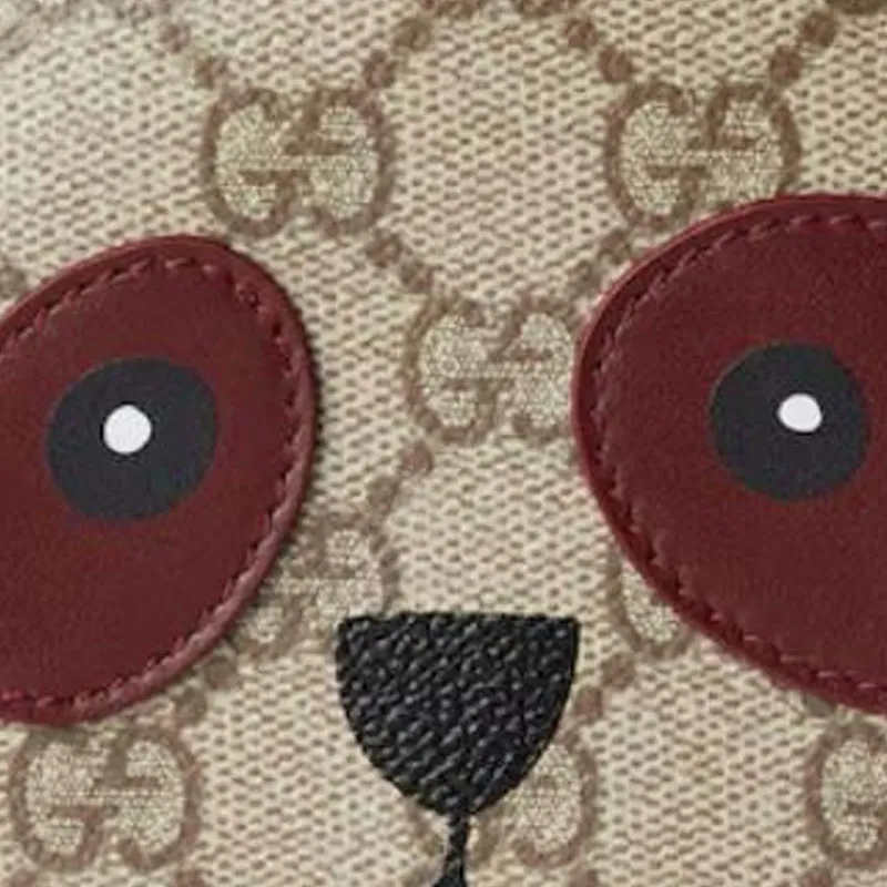 GUCCI Coated Canvas Coin Purse Women's Beige & Dark Brown-4