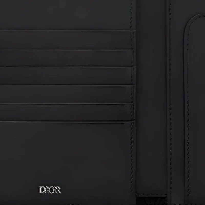 DIOR Embroidery Card Holders Passport Holders Unisex Beige Black-2