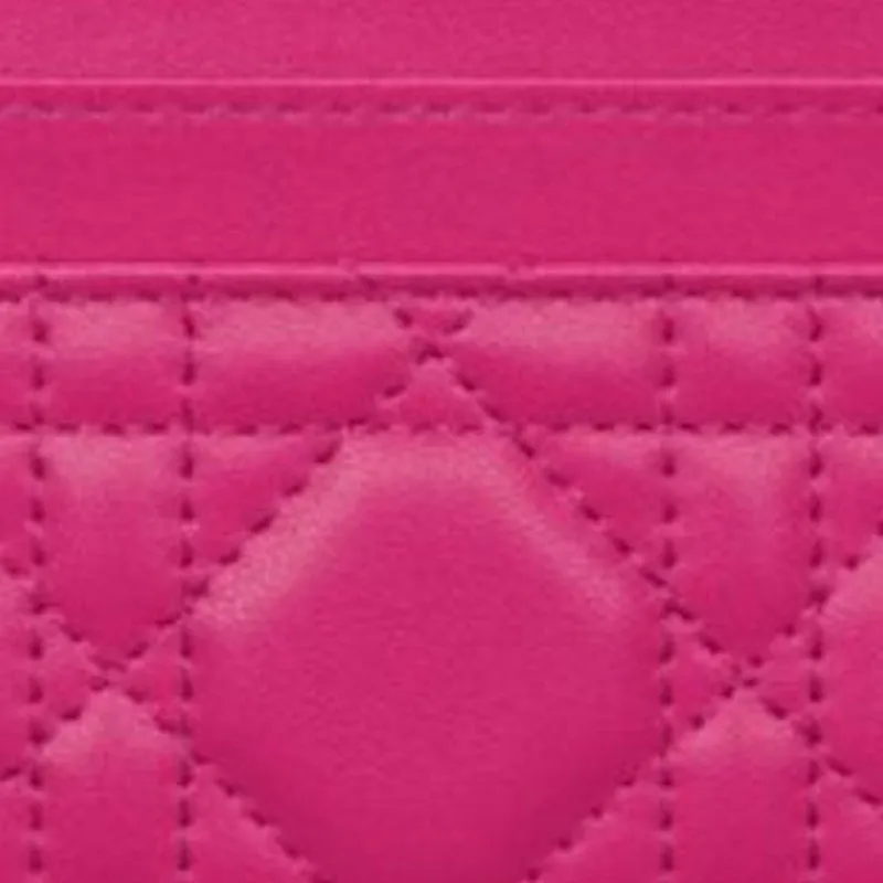 DIOR Lady Dior Lambskin Card Holder Women's Fuchsia-3