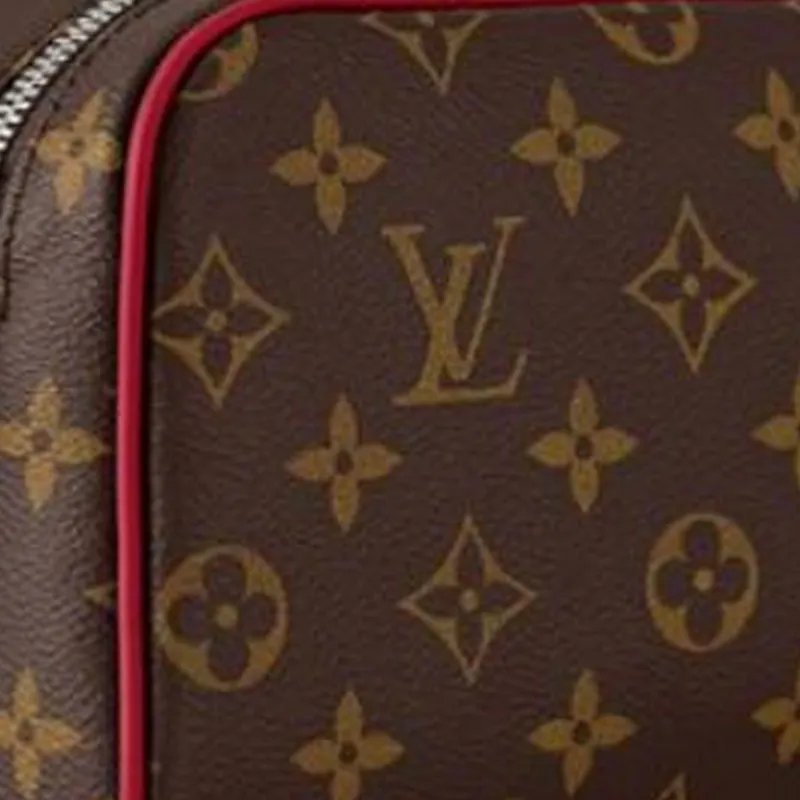 LOUIS VUITTON Dopp Kit Leather Toiletry Bag Regular Men's Red & Brown-3