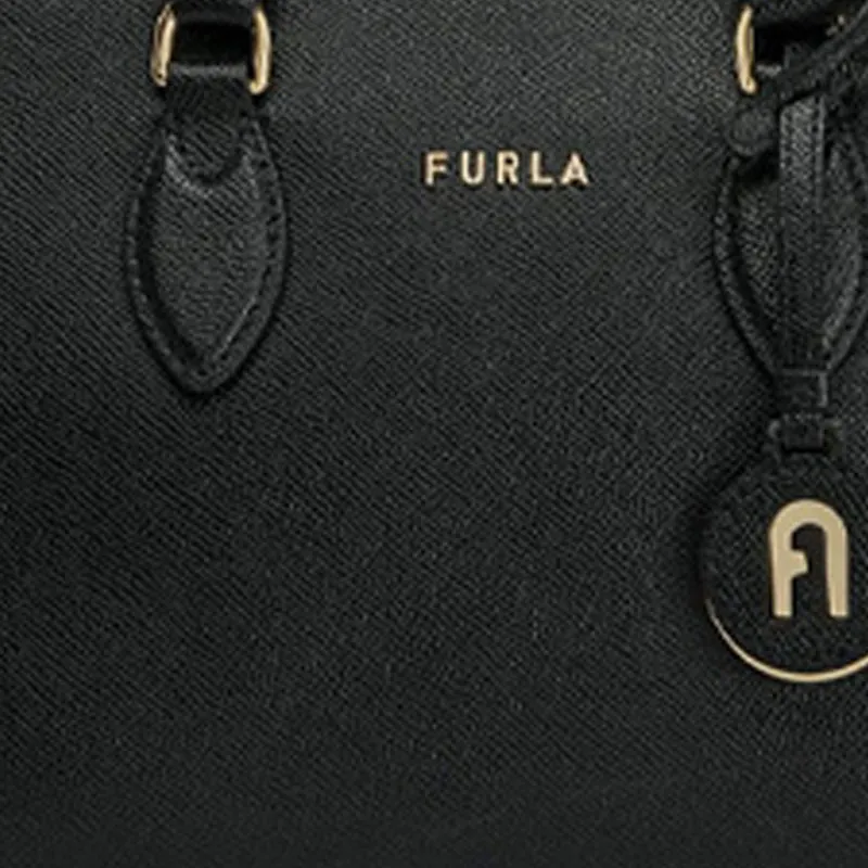 Furla Minerva Calfskin Handbag Shoulder Bag Crossbody Bag Small Size Women's Black-4