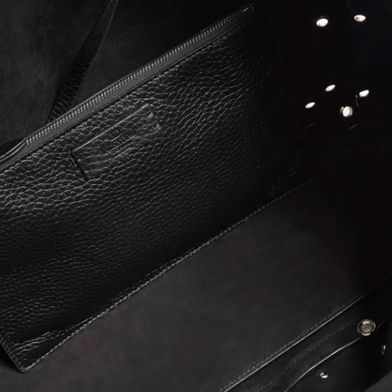 Valentino Cow Leather Handbag Medium Size Unisex Black-4
