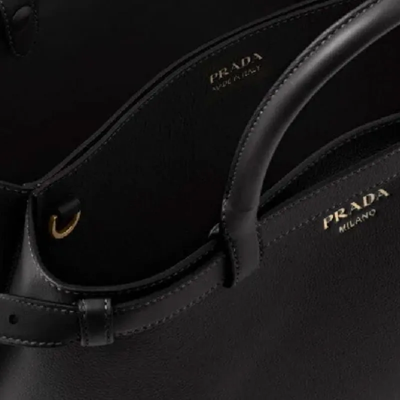 PRADA Leather Handbag Medium Size Women's Black-4