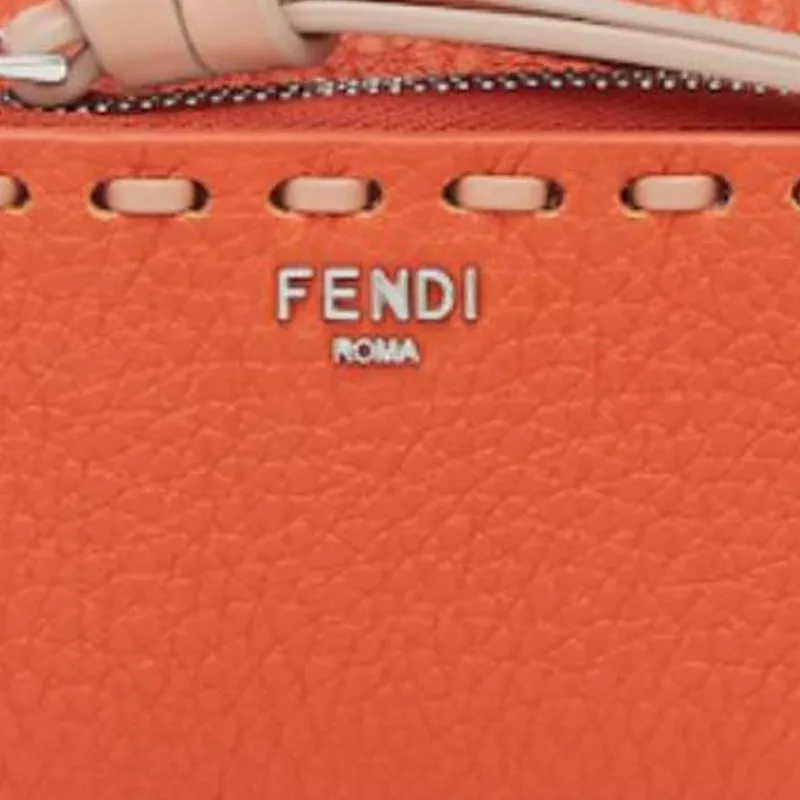 FENDI Cow Leather Wallet Women's Orange-4