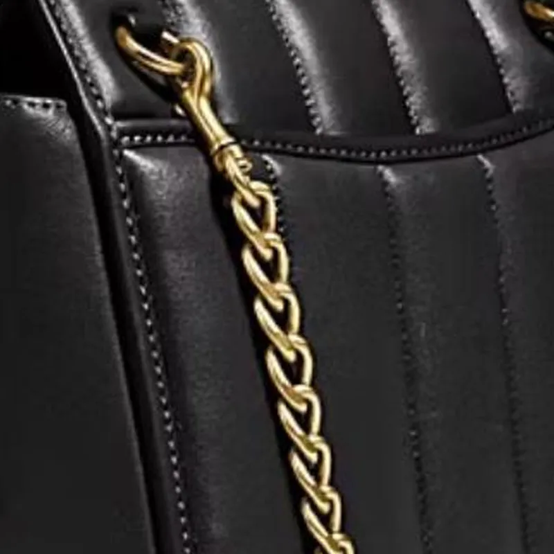 COACH Willis Leather Square Bag Handbag Shoulder Bag Women's Brass & Black-4
