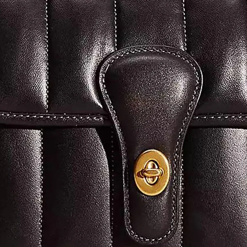 COACH Willis Leather Square Bag Handbag Shoulder Bag Women's Brass & Black-3