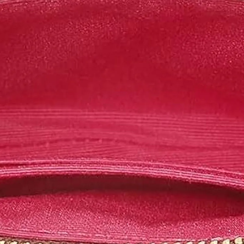 COACH Leather Handheld Coin Wallet Wrist Pouch Small Size Women's Fuchsia & Brown Monogram-4