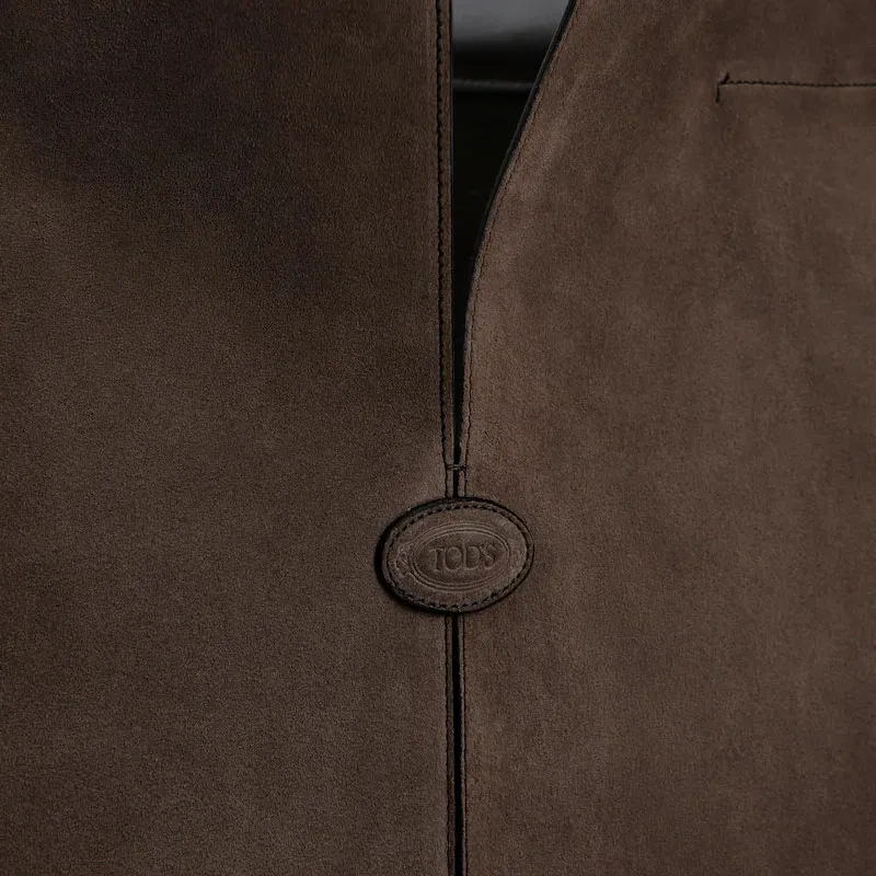 TOD'S DI Suede Calfskin Tote Bag Shopping Bag Handbag Large Size Men's Brown & Black-5