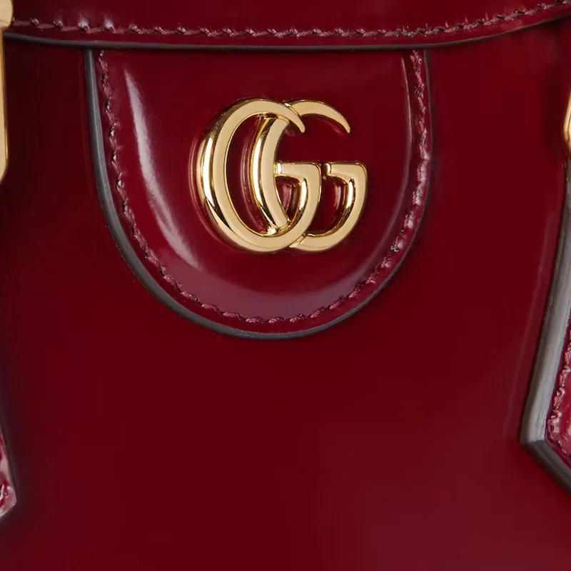 GUCCI Diana Leather Handbag Mini Women's Red-5