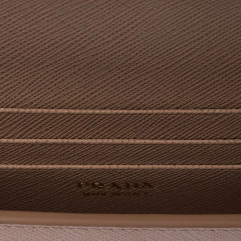 PRADA Saffiano Leather Shoulder Bag Mini Women's Nude Pink-3