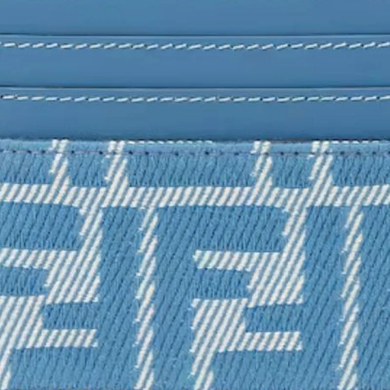 FENDI Baguette Cotton Card Holder Women's Blue-3