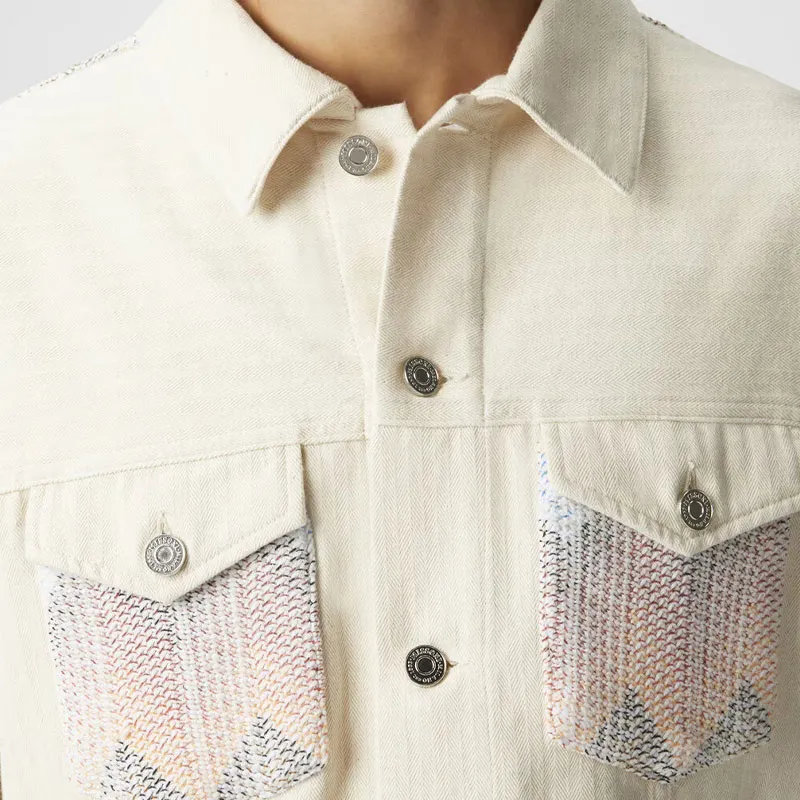 MISSONI Chevron knit Denim Jacket-4