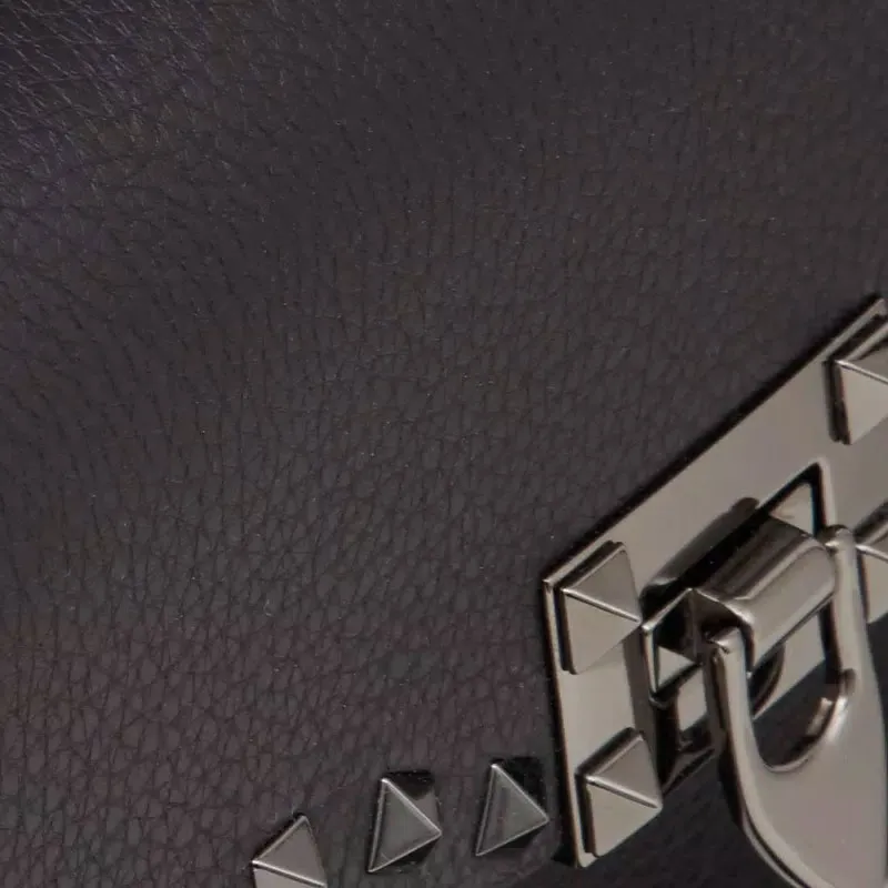 Valentino ROCKSTUD Cow Leather Shoulder Bag Trumpets Women's Black-6