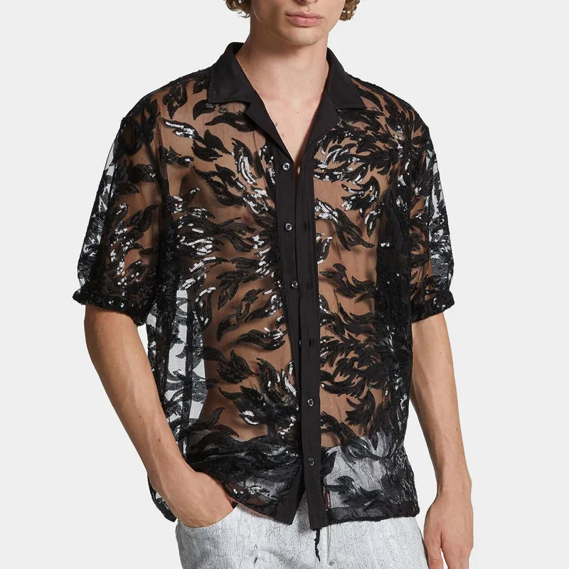 DSQUARED 2 Sequin Embroidered Short Sleeved Shirt-2