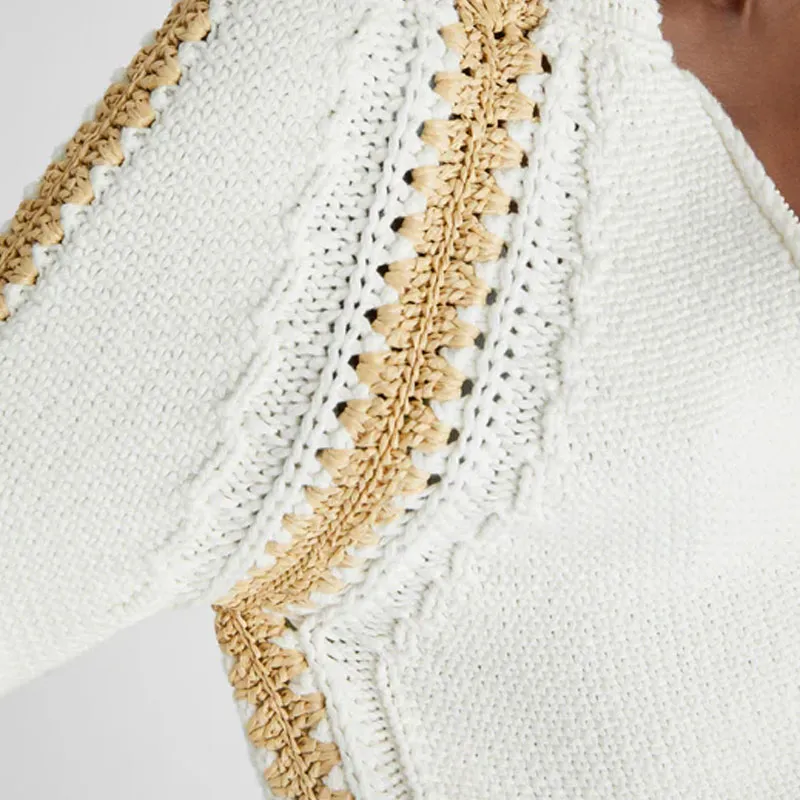 ERMANNO SCERVINO Raffia details Cotton Cardigan-4
