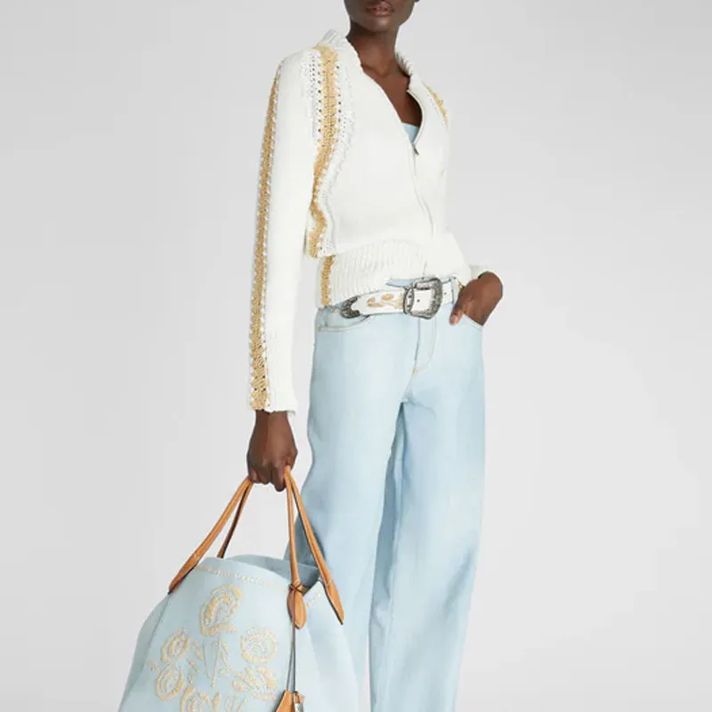 ERMANNO SCERVINO Raffia details Cotton Cardigan-3
