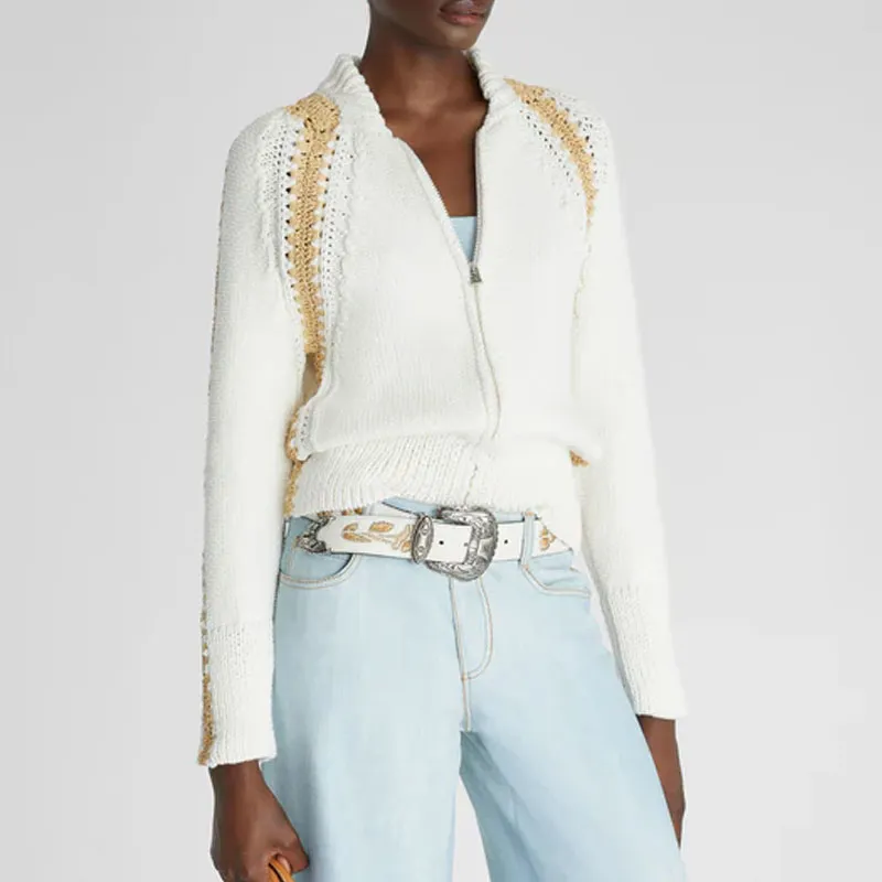 ERMANNO SCERVINO Raffia details Cotton Cardigan-1
