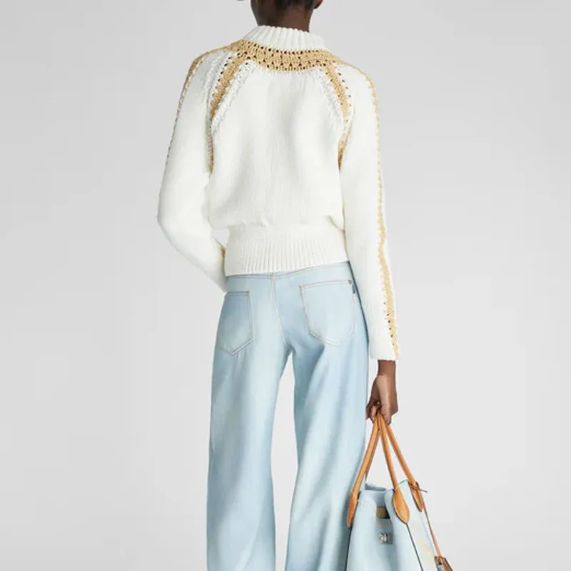 ERMANNO SCERVINO Raffia details Cotton Cardigan-2
