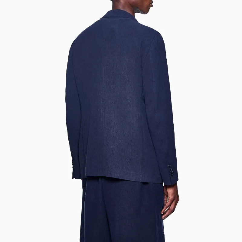 GIORGIO ARMANI Upton Line Single breasted Jacket In Linen Canvas-3