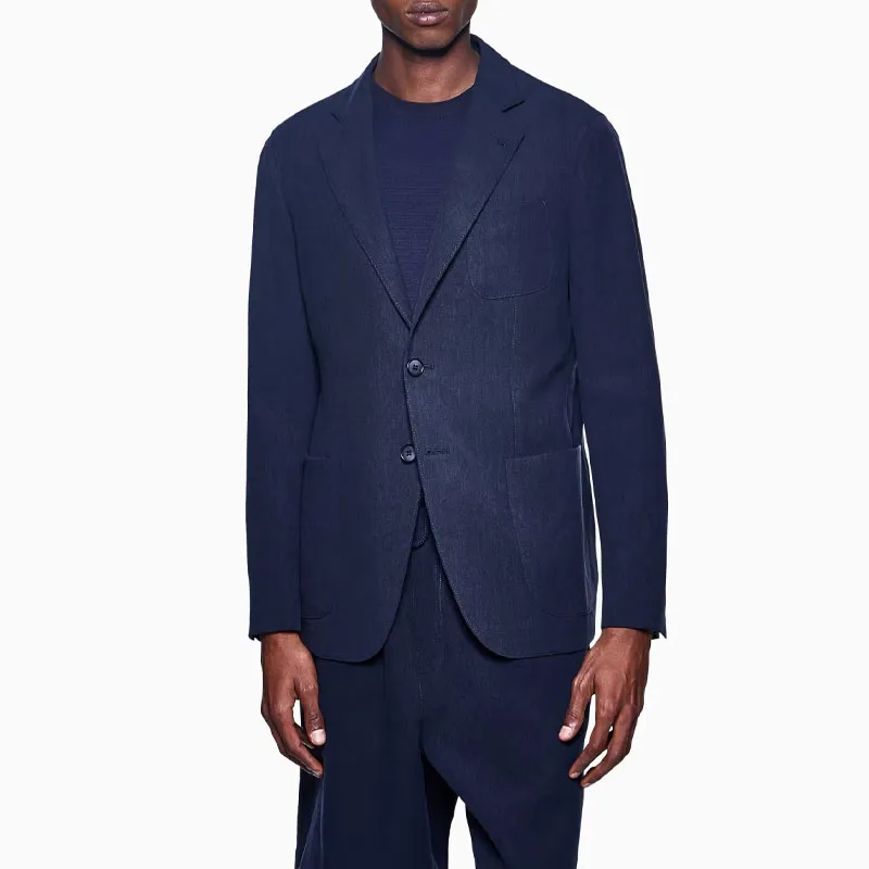 GIORGIO ARMANI Upton Line Single breasted Jacket In Linen Canvas-2
