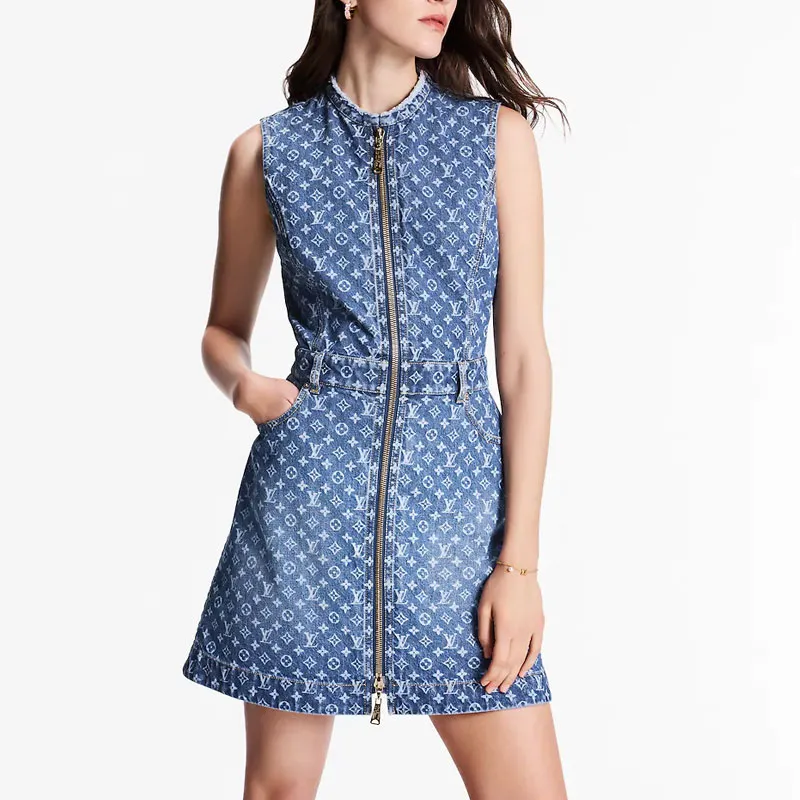 LOUIS VUITTON Monogram SS25 Sleeveless Dress Women's Blue-1