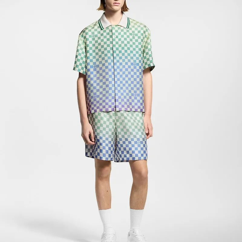 LOUIS VUITTON Damier Gradient Printed Silk Shorts-1