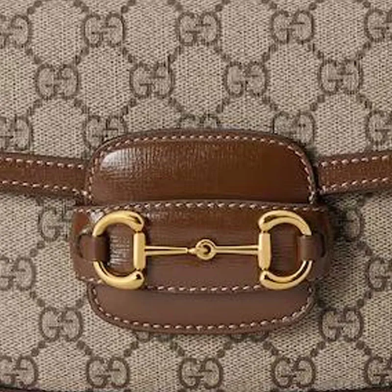 GUCCI Horsebit 1955 Canvas Shoulder Bag Mini Women's Brown-7