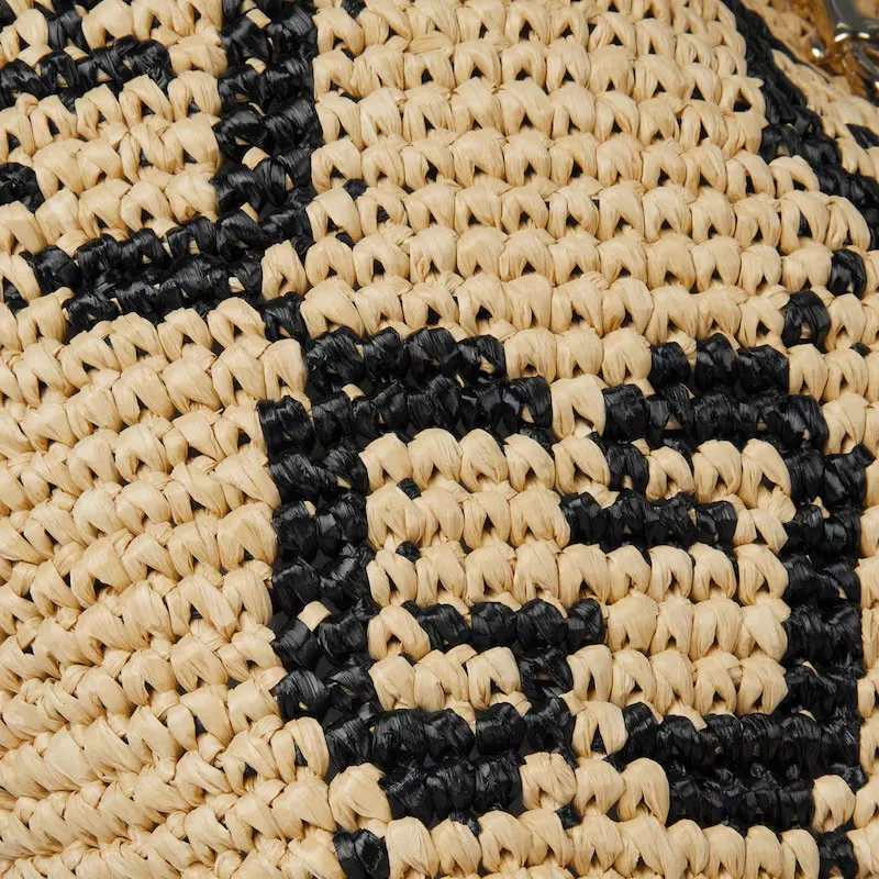 GUCCI Raffia Tote Bag, Shopping Bag, Shoulder Bag Trumpets Women's Brown-7