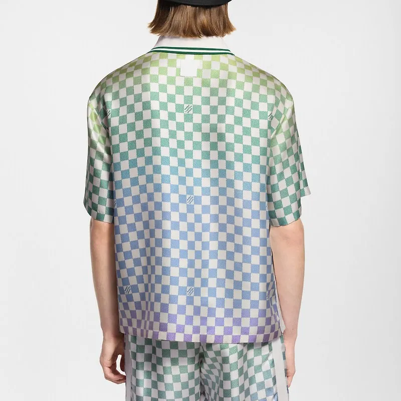 LOUIS VUITTON Damier Gradient Printed Silk Polo Shirt-1