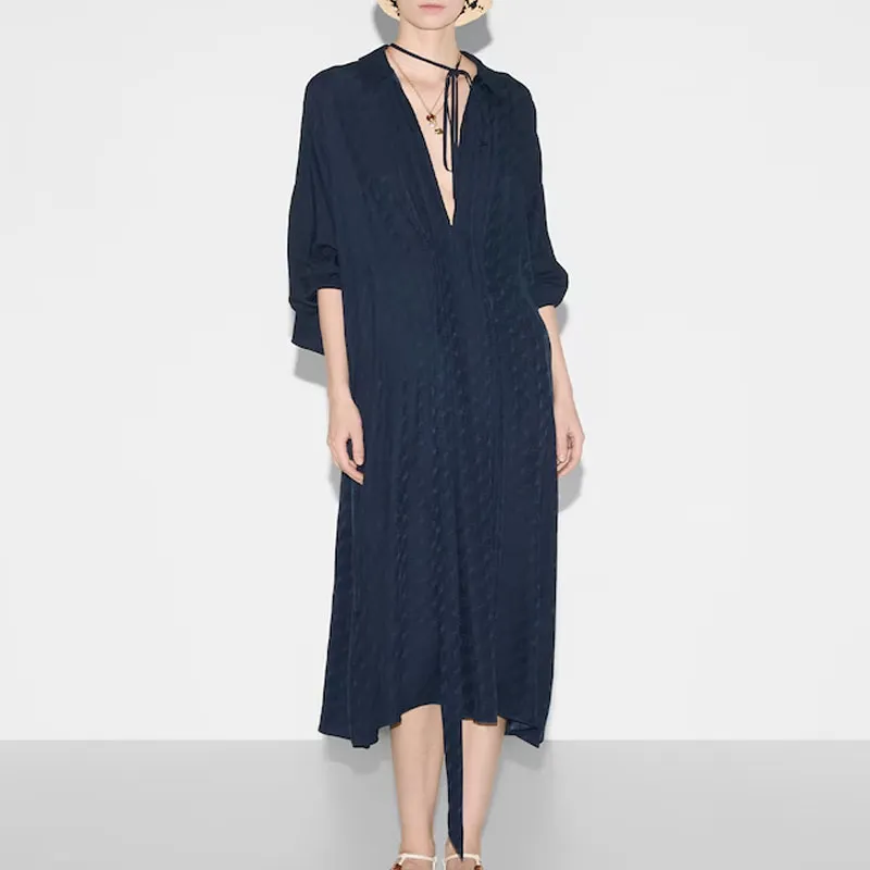 GUCCI Long Sleeved Dresses Women's Blue-1