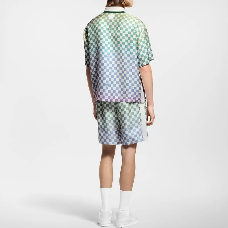 LOUIS VUITTON Damier Gradient Printed Silk Polo Shirt-2