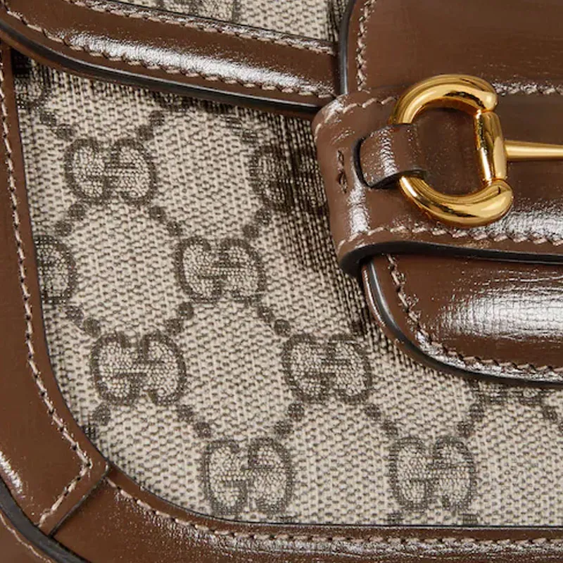 GUCCI Horsebit 1955 Canvas Shoulder Bag Mini Women's Brown-8