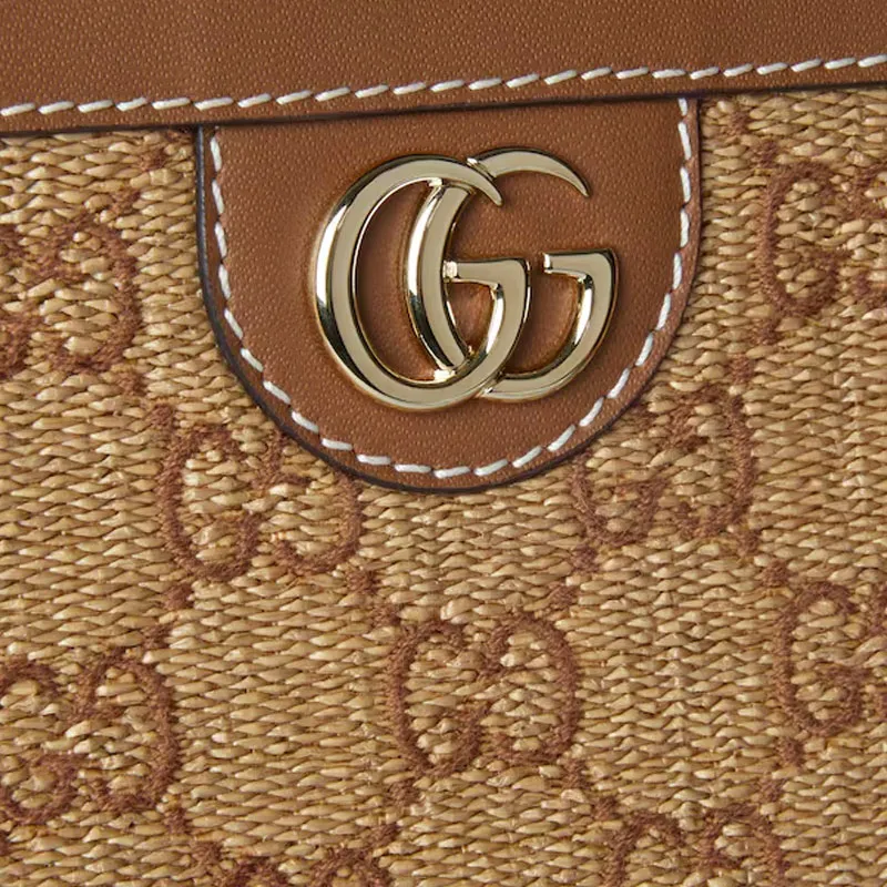 GUCCI Ophidia Raffia Clutch Women's Brown-6