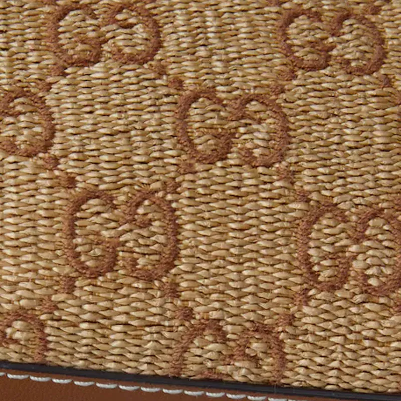 GUCCI Ophidia Raffia Clutch Women's Brown-5