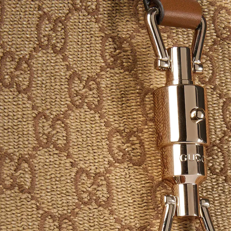 GUCCI Jackie 1961 Raffia Shoulder Bag Trumpets Women's Brown-6