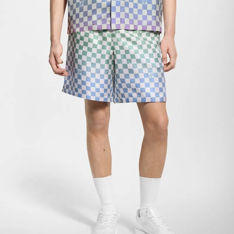 LOUIS VUITTON Damier Gradient Printed Silk Shorts-2