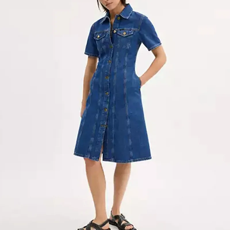 COACH Short Sleeved Dress Women's Blue-1