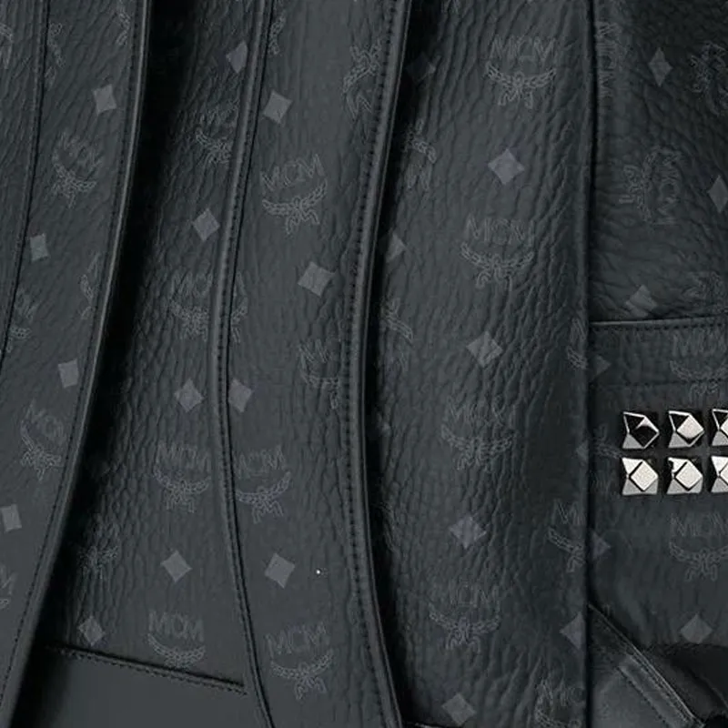 MCM Stark Backpack Visetos Side Studs Large Black-3